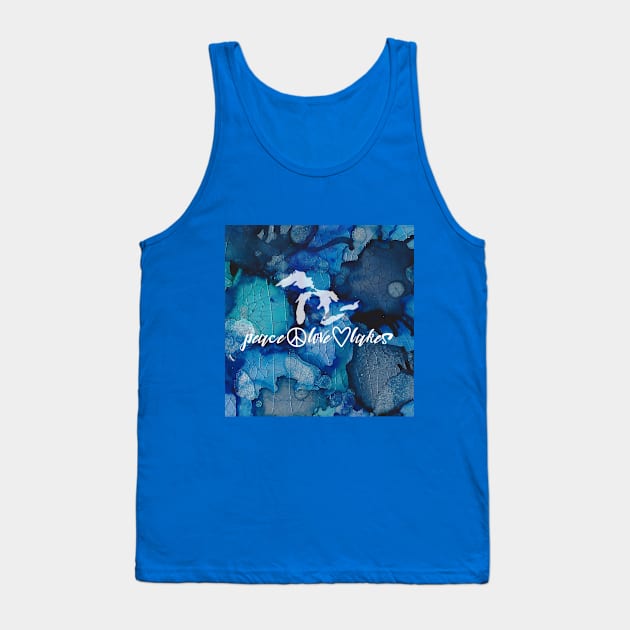 Peace Love Lakes - Great Lakes Michigan Style Tank Top by Angel Pronger Design Chaser Studio